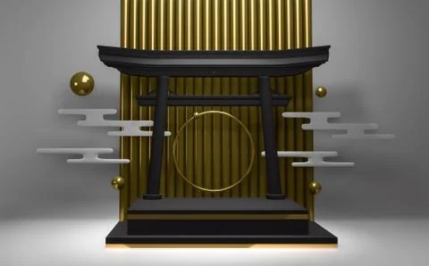 Abstract podium show cosmetic product geometric in white background.3D render Stock Illustration
