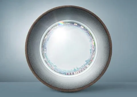 Abstract polar coordinates sphere shape city with asphalt road . Stock Photos