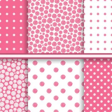 Abstract polka dot vector seamless pattern set Stock Illustration