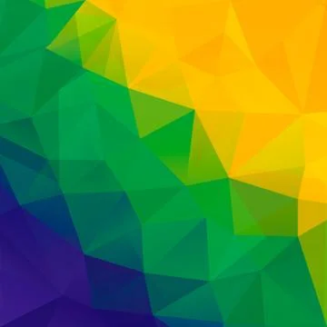Abstract polygon background. brazil flag colors. vector. Stock Illustration