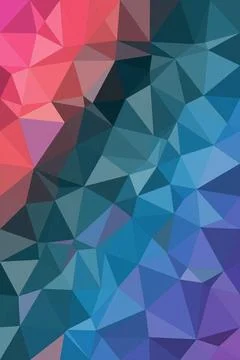 Abstract polygon geometric background blending pink, blue, and purple facet.. Stock Illustration
