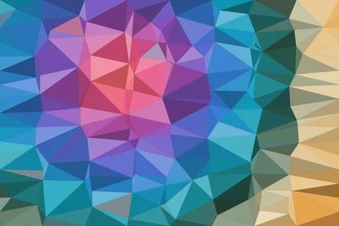 Abstract polygon geometric pattern with vivid blue, pink, and teal facets, .. Stock Illustration
