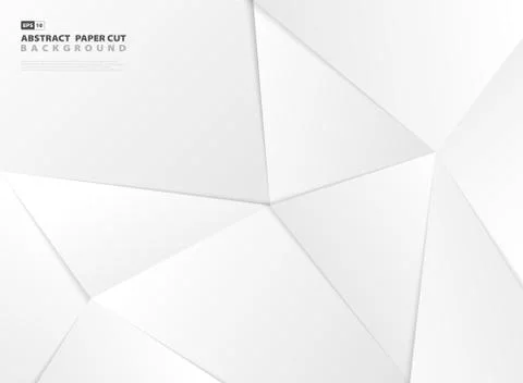Abstract polygon gradient gray paper cut pattern design template background. Stock Illustration