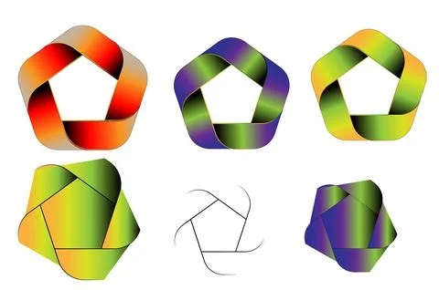 Abstract polygon swirl logo set colorful geometric loop Illustrazione stock