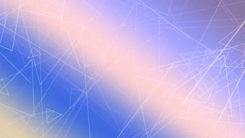 Abstract polygon triangle network of glowing lines in blue and warm orange .. Stock Illustration