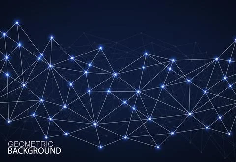 Abstract polygonal background and connecting dots and lines. Modern technol.. Stock Illustration