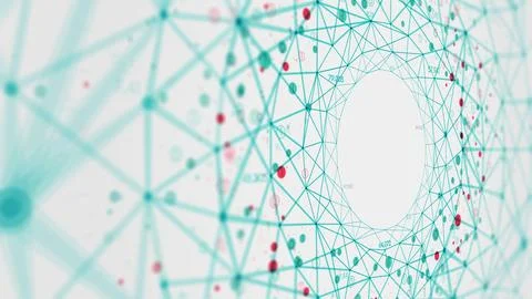 Abstract polygonal background with connected lines and dots forming a circl.. Stock Illustration