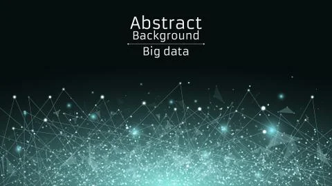 Abstract polygonal background from connected triangles and dots. Modern techn Stock Illustration