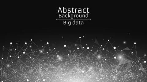 Abstract polygonal background from connected triangles and dots. Modern techn Stock Illustration