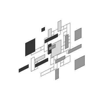 Abstract polygonal background with rectangular shapes in perspective, retro Stock Illustration