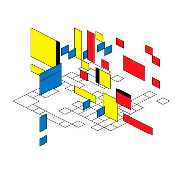 Abstract polygonal background with rectangular shapes in perspective, retro Stockillustratie