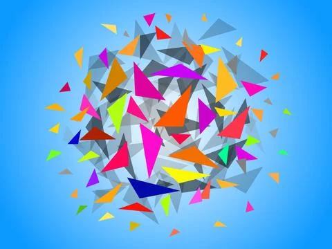Abstract polygonal ball. Explosion of chaotic triangles. Vector background Illustrazione stock