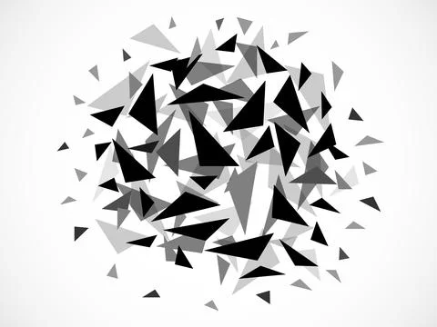 Abstract polygonal ball. Explosion of chaotic triangles. Vector background Illustrazione stock