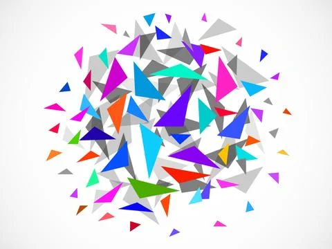 Abstract polygonal ball. Explosion of chaotic triangles. Vector background 스톡 일러스트