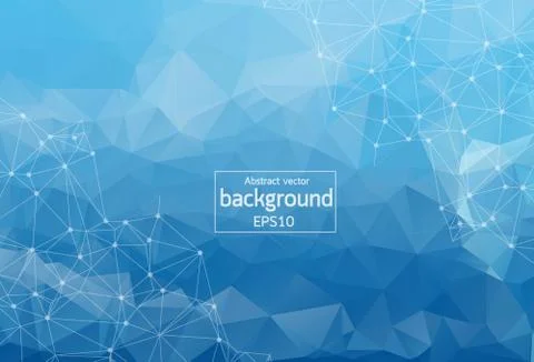 Abstract polygonal Blue background with connected dots and lines, connection  Stock Illustration
