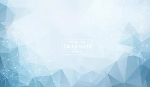 Abstract polygonal Blue light background with connected dots and lines, conne Stock Illustration