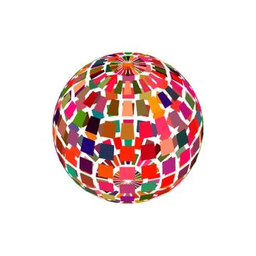 Abstract polygonal broken sphere. 3d Vector colorful illustration. 스톡 일러스트