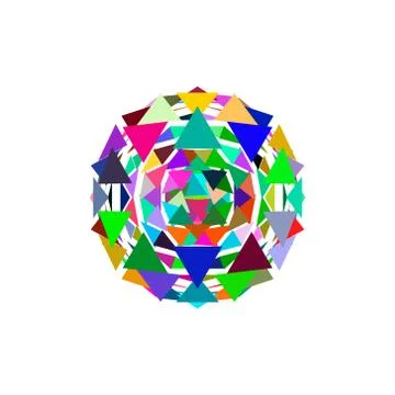 Abstract polygonal broken sphere. 3d Vector colorful illustration. 库存插图