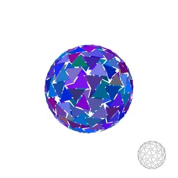 Abstract polygonal broken sphere. 3d Vector colorful illustration. 库存插图