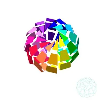 Abstract polygonal broken sphere. 3d Vector colorful illustration. Stock Illustration
