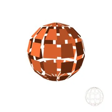 Abstract polygonal broken sphere. Isolated on white background.Vector illustr 스톡 일러스트