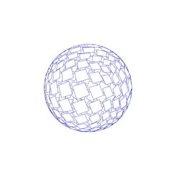 Abstract polygonal broken sphere. Isolated on white background.Vector illustr Stock Illustration