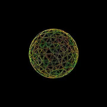 Abstract polygonal broken sphere.Isolated on black background.Vector illustra Stock Illustration