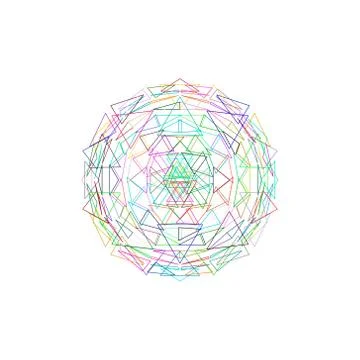 Abstract polygonal broken sphere.Vector outline colorful illustration. 库存插图