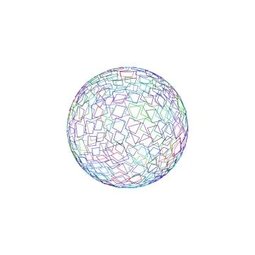 Abstract polygonal broken sphere.Vector outline colorful illustration. 스톡 일러스트