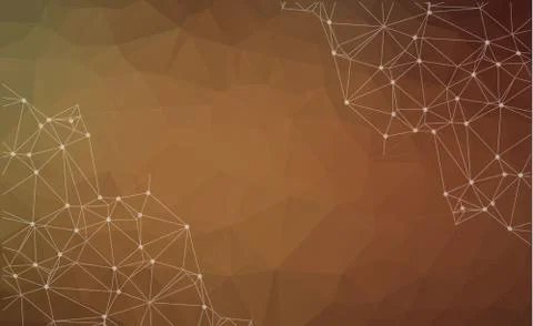 Abstract polygonal Brown background. Triangular tech background with connecti Stock Illustration