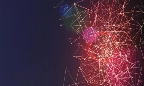Abstract polygonal colorful background with connected dots and lines, connect 스톡 일러스트