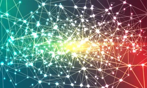 Abstract polygonal colorful background with connected dots and lines, connect 스톡 일러스트