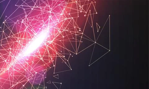 Abstract polygonal colorful background with connected dots and lines, connect 스톡 일러스트