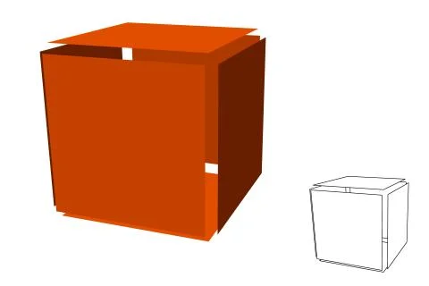 Abstract polygonal cube with cuts. 3d Vector illustration. 스톡 일러스트