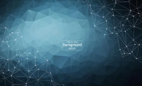 Abstract polygonal Dark Blue background with connected dots and lines, connec Stock Illustration