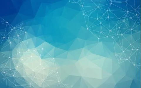 Abstract polygonal Dark blue background. Triangular tech background with conn Illustrazione stock
