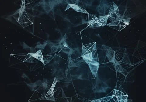 Abstract polygonal dark blue space low poly background. Stock Illustration