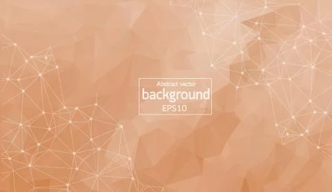 Abstract polygonal Dark Brown background with connected dots and lines, conne Illustrazione stock