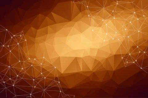 Abstract polygonal Dark Brown background. Triangular tech background with con Stock Illustration