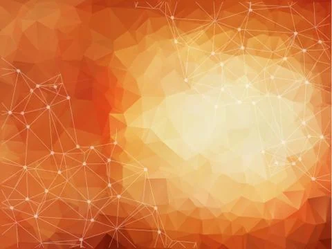 Abstract polygonal Dark orange background. Triangular tech background with co Stock Illustration