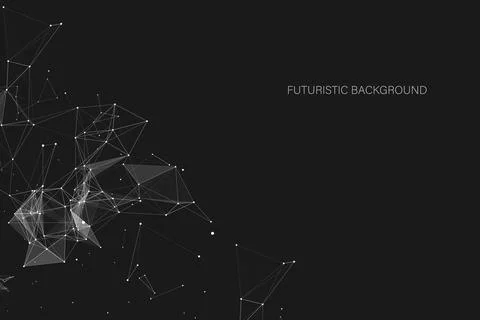 Abstract Polygonal Data Geometric Streaming Node Communication Transfer Vector Illustrazione stock