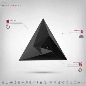 Abstract polygonal geometric background with web icons. Triangle elements. Stock Illustration