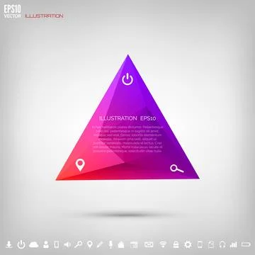 Abstract polygonal geometric background with web icons. Triangle elements. Stock Illustration