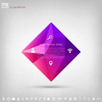 Abstract polygonal geometric background with web icons. Triangle elements. Stock Illustration