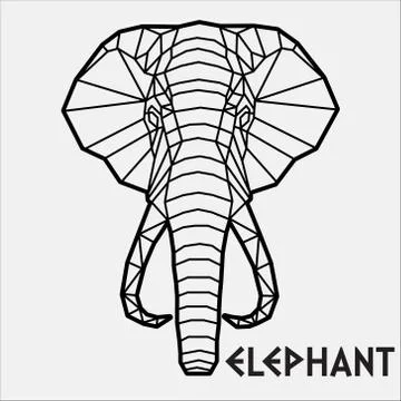 Abstract polygonal Geometric head of a Elephant Vector Stock Illustration