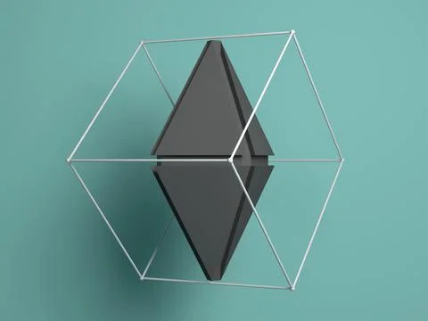 Abstract polygonal gray 3d shape. Rendering Illustrazione stock