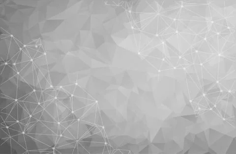 Abstract polygonal Gray background. Triangular tech background with connectio Stock Illustration