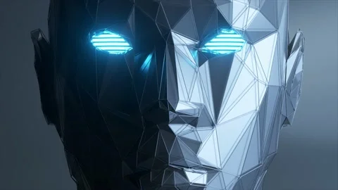 Abstract polygonal human face, artificial intelligence concept. 3d animation of Stock Footage 156654617