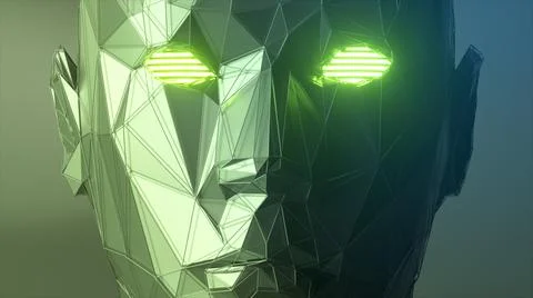Abstract polygonal human face, artificial intelligence concept. 3d illustrati Foto stock