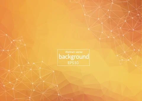 Abstract polygonal Light Orange background with connected dots and lines, con 스톡 일러스트